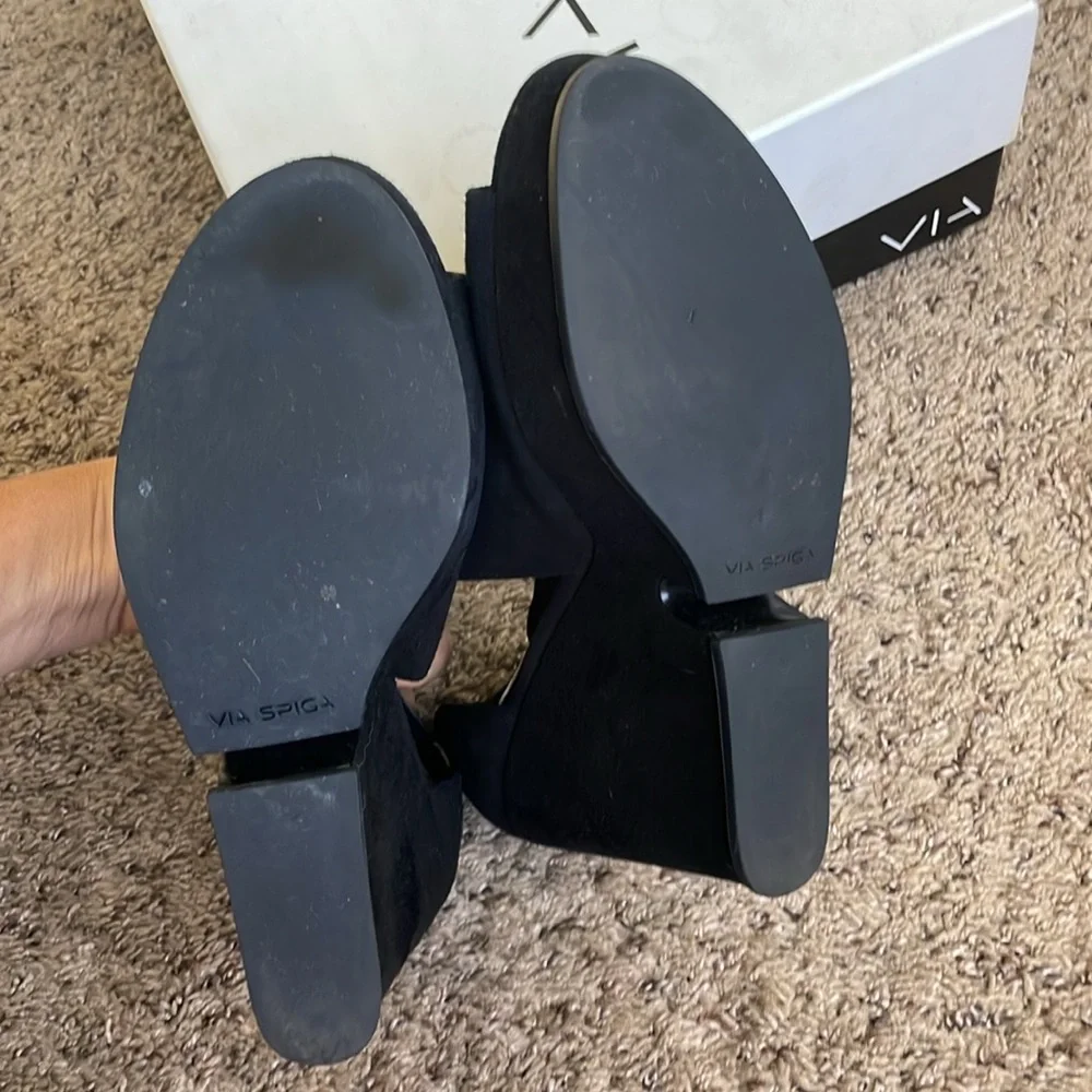 Via Spiga V Wren Black chunky platform heels